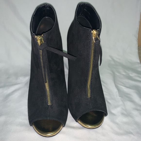 Black Open Toe Booties - Picture 2 of 6